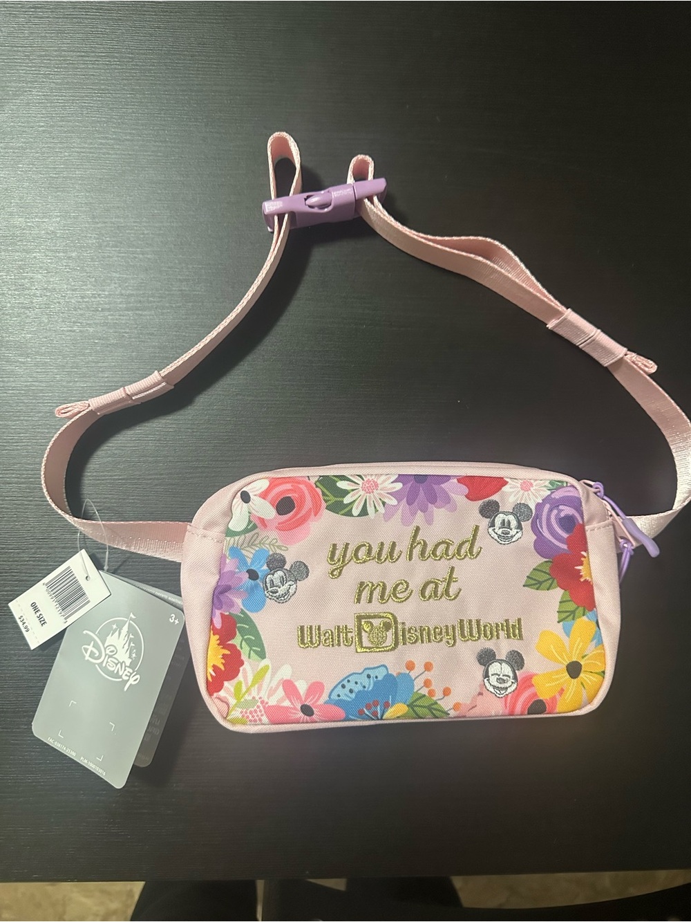 Disney Pink Floral 'You Had Me at Walt Disney World' Belt Bag